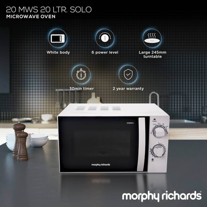 Morphy Richards 20MWS, 20 Litres Microwave Oven (White)